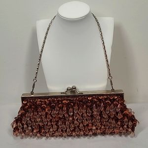 Vintage Women's  Beaded Clutch with Chain Strap